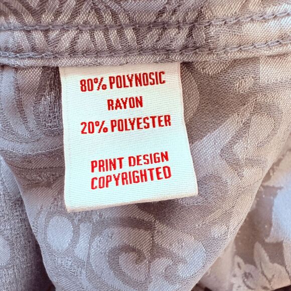 Kahala Mens Jacquard Floral Short Sleeve Apana Button-up Aloha Shirt Gray Medium - Picture 5 of 9